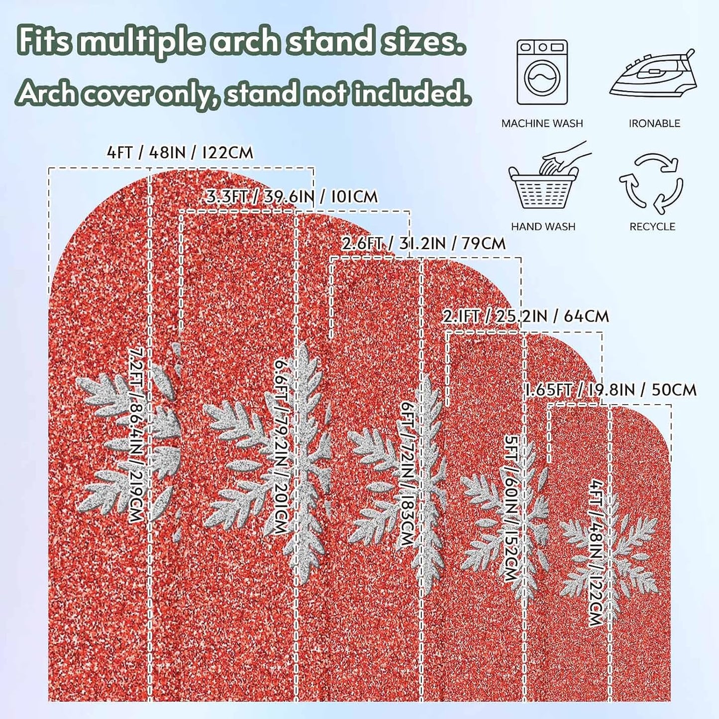 Duskova Living 6 Modern Themed Arch Backdrop Cover FT, Winter Watercolor Sparkling Snowflake Pattern Wedding Arch Cover