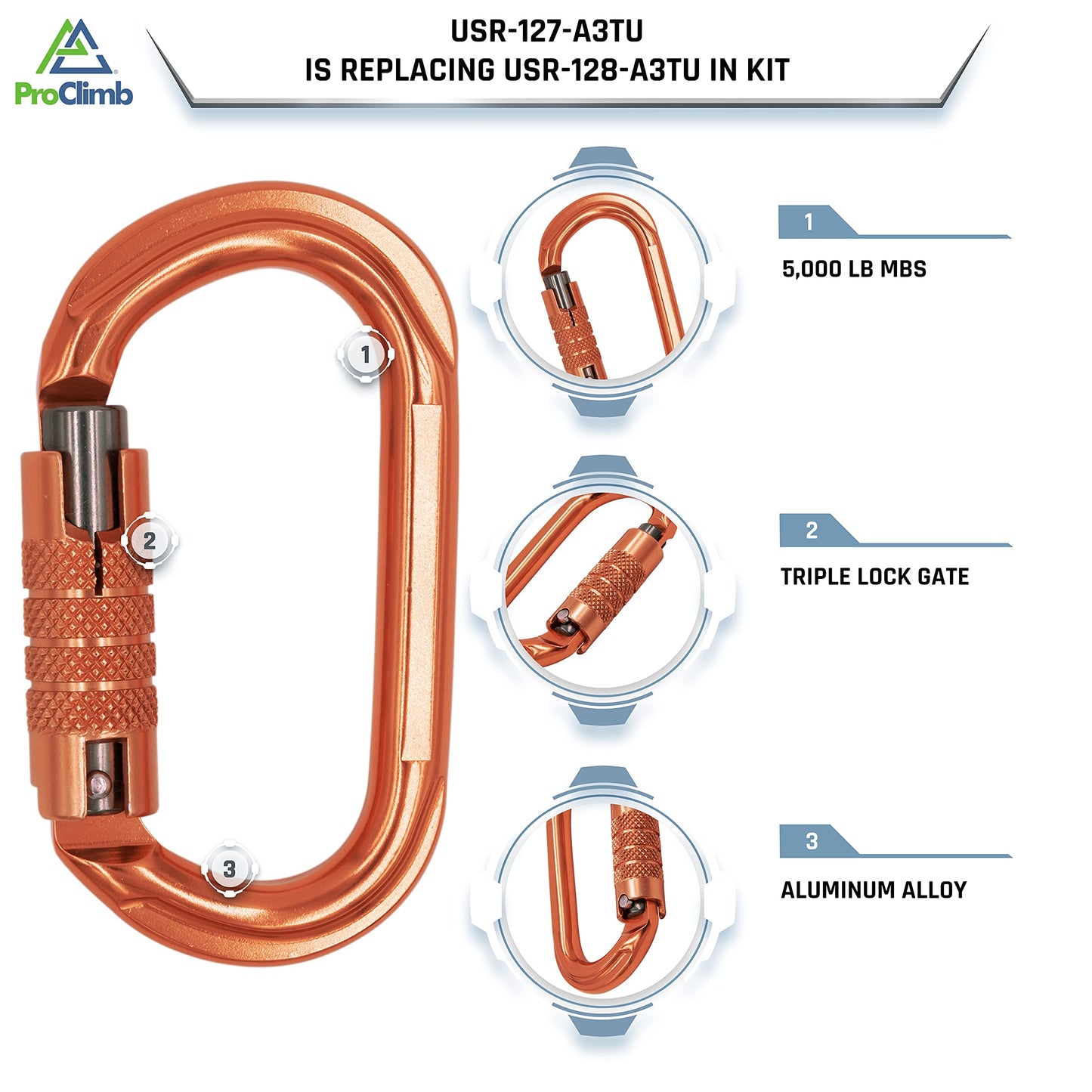 ProClimb All-in-One Adjustable Tree Lanyard Flip Line Kit with Removable Better Grab Adjuster & Swivel Eye Snaphook | for Fall Protection, Arborist | 1/2 Inch x 8 Feet