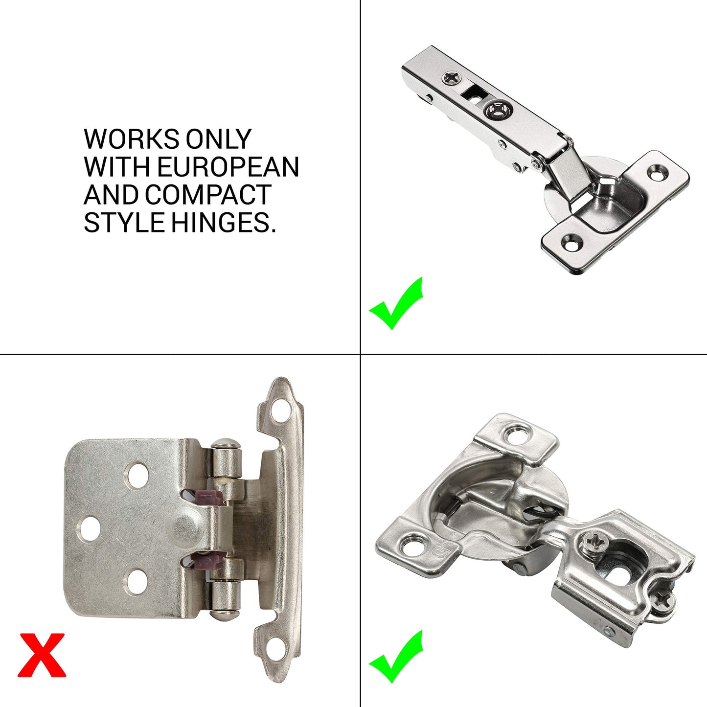 10 Pack Rok Hardware Soft Close Damper for Cabinet Doors/Compact/SoftClose Cabinet Adapter/Hardware/Hinge Polished Nickel Finish, SCD103