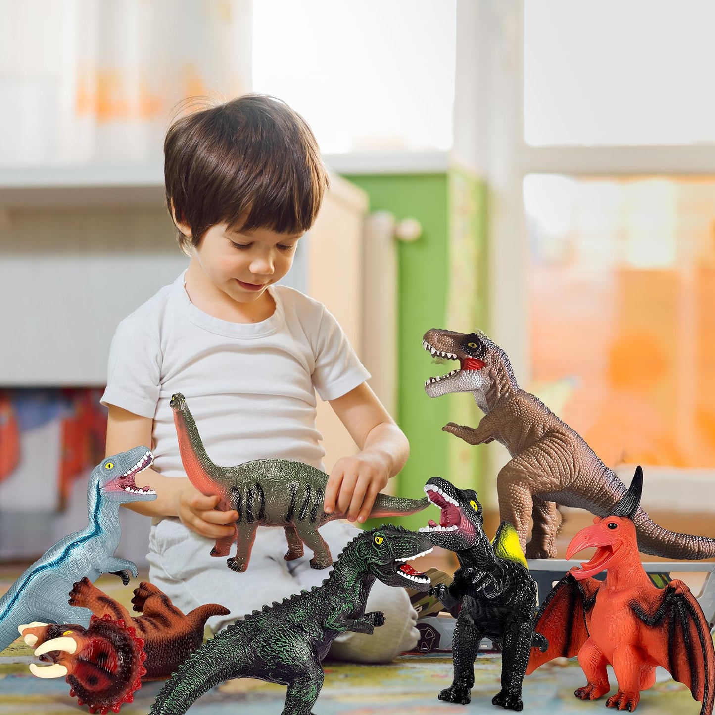 Kissdream 7 Piece Jumbo Dinosaur Toys Big Dinosaur Toy for Boys Realistic Giant Dinosaur Toys for Kids 3-5 - Perfect Dinosaur Gifts for Kids