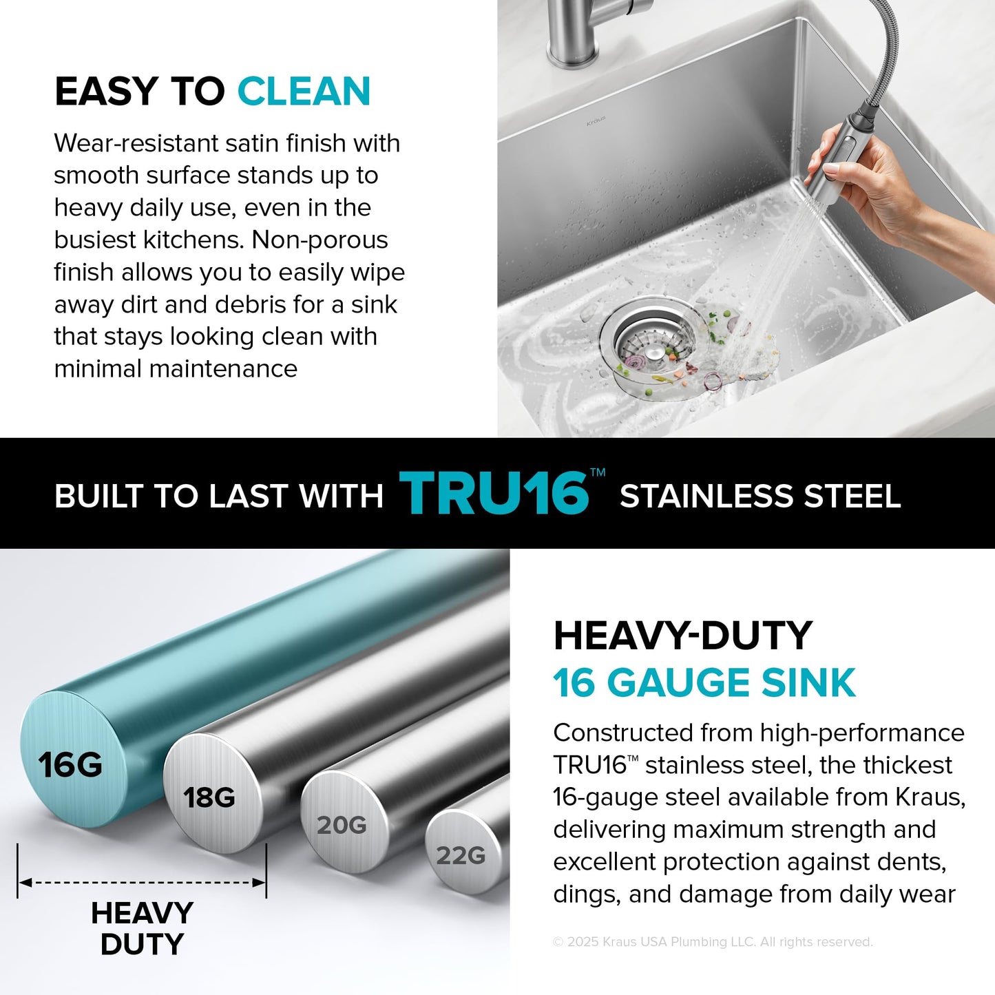 Kraus KHU101-21 Standart PRO 16 Gauge Undermount Single Bowl Set (4 Item Bundle: Sink, Bottom Grid, Drain Assembly, Kitchen Towel), 21 Inch, Stainless Steel