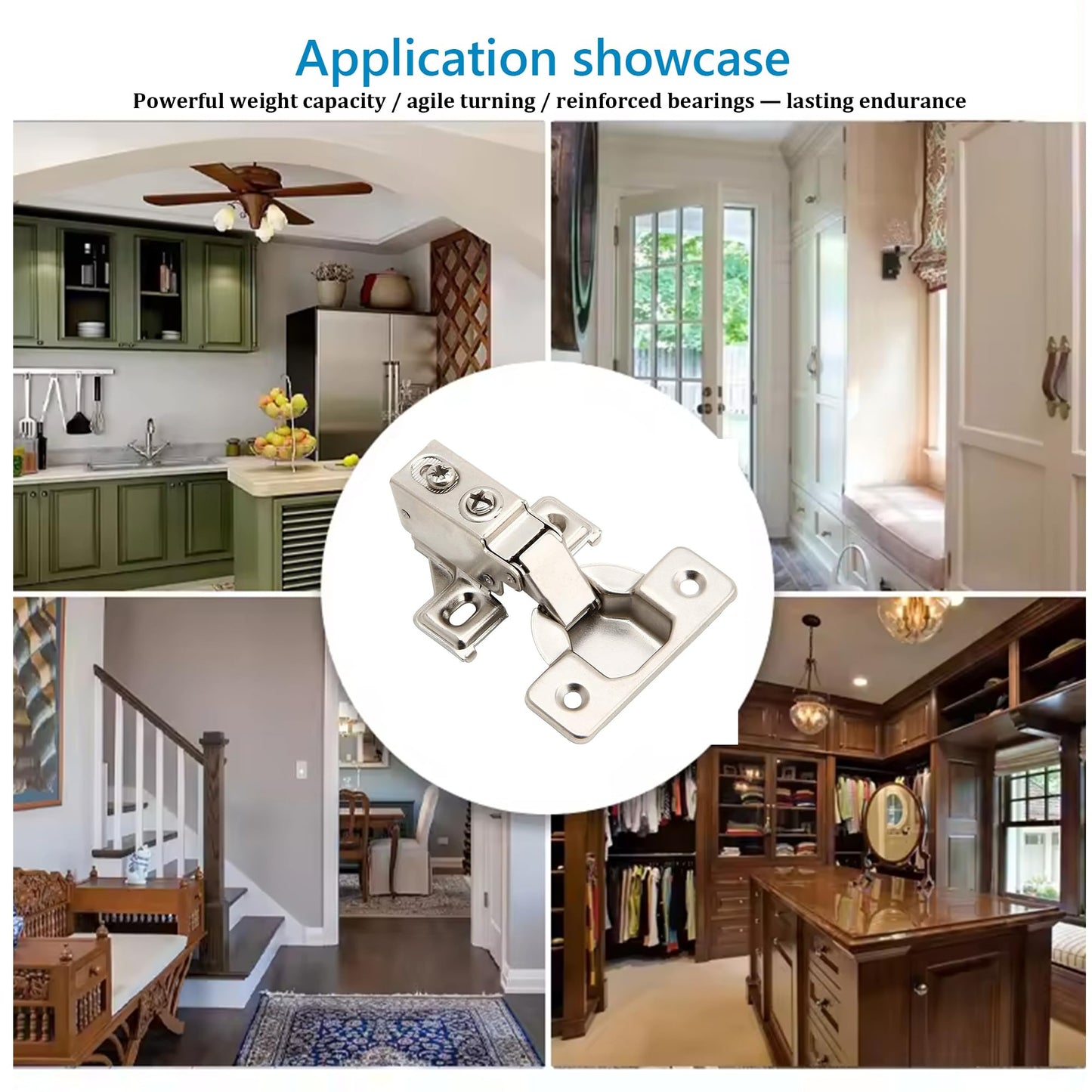 2 Pack - Face Frame Quiet Soft Close Cabinet Door Hinges, 1/2 Inch Overlay, with Built-in Metal Dampers, Strong Heavy Duty Steel for Kitchen Bathroom
