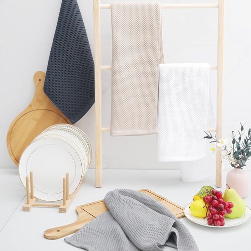 Homaxy 100% Cotton Kitchen Dish Towels - Ultra Soft & Absorbent Quick Drying | 13 x 28 Inches, 18-Pack, White