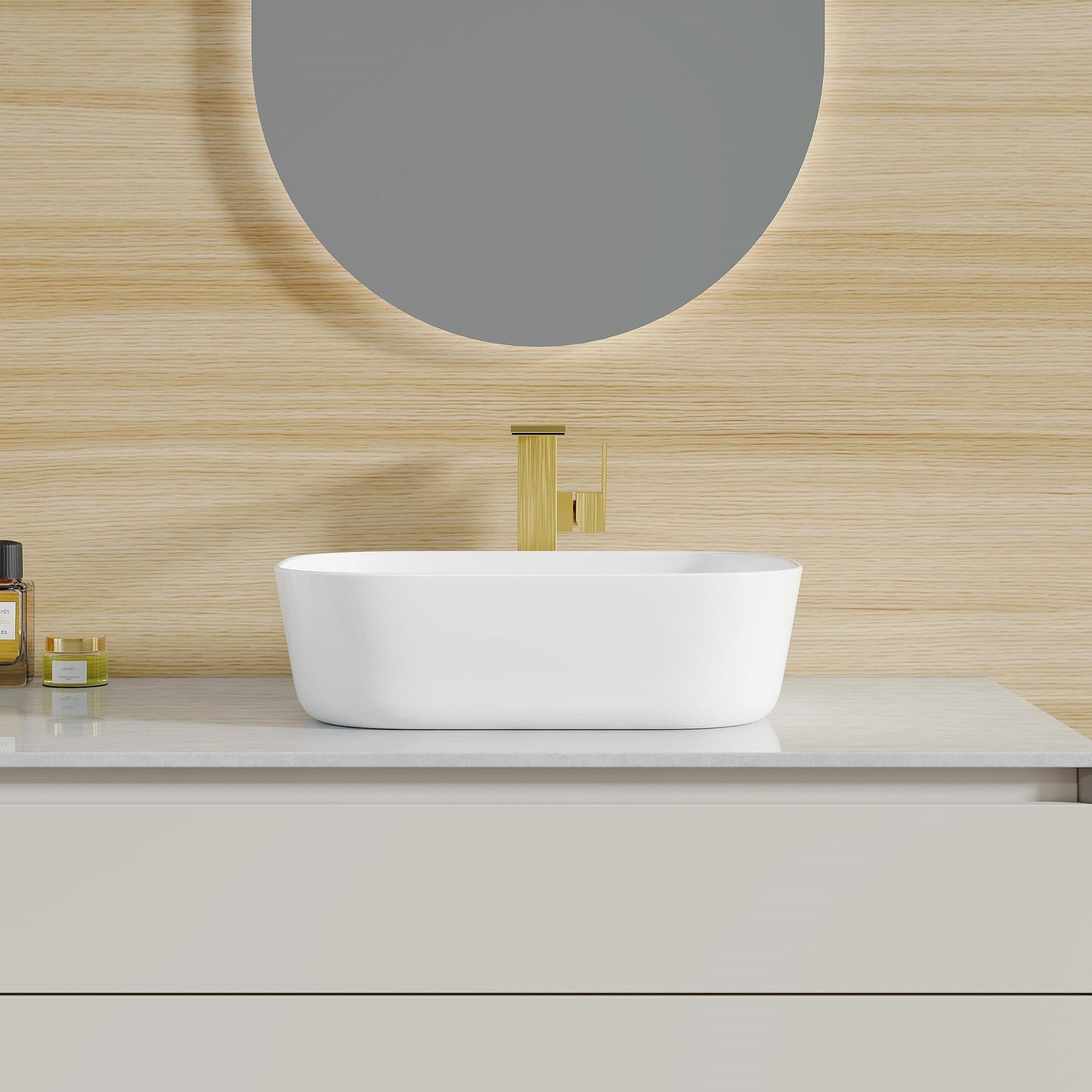 Bathroom Vessel Sink, Eridanus 18" x 13" White Vessel Sink Rectangular Bathroom Sink Porcelain Ceramic Vessel Sinks for Bathroom Vanity Sink Above Counter Basin