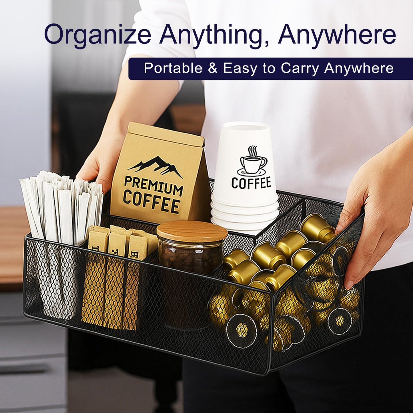 BAEK SPACE Paper Plate Caddy - Utensil Holder Dispenser - Separate Napkin Holder - Party BBQ Camping Table Organizer