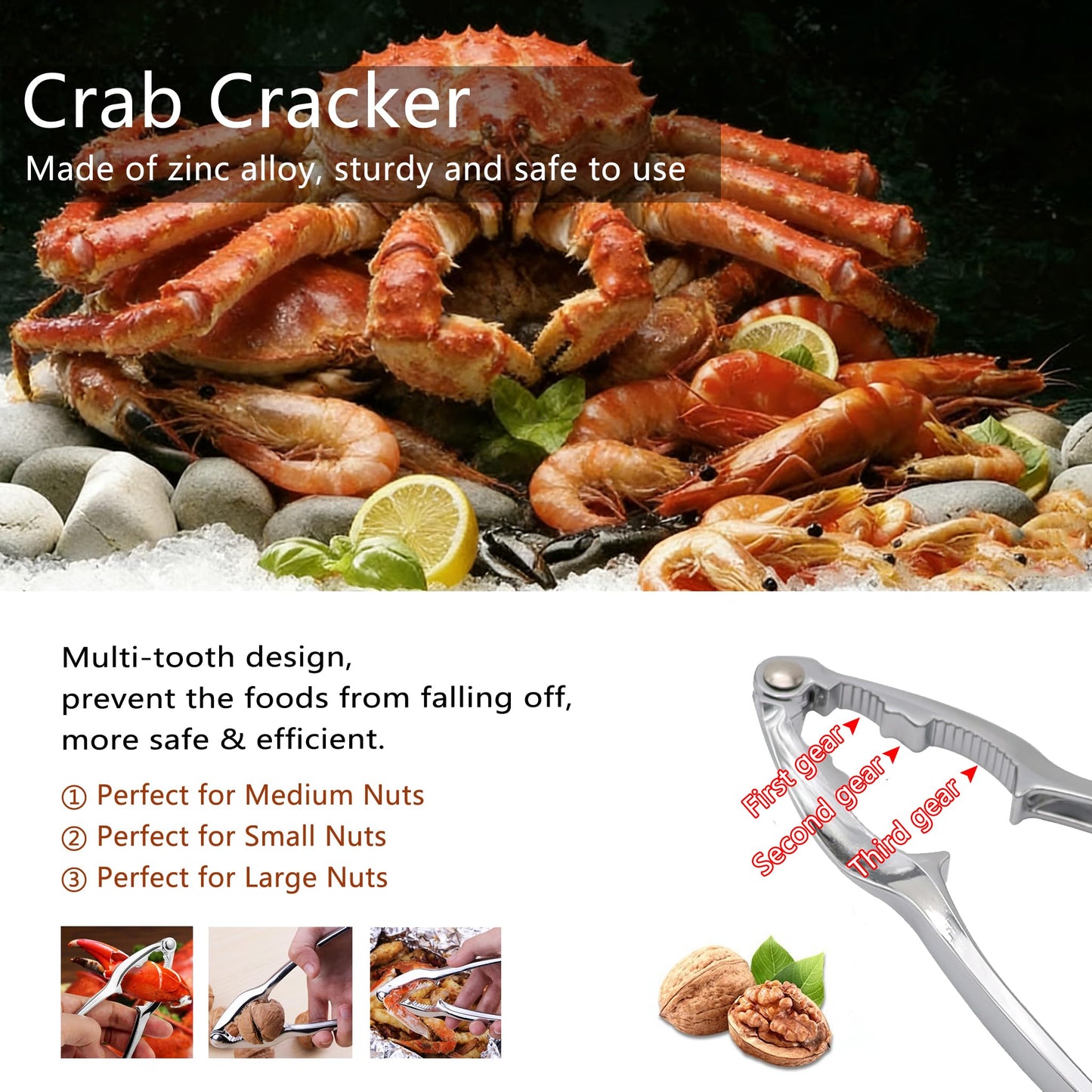 Seafood Cracker Tool Set With Lobster Sheller Stainless Steel Crab Crackers Crab Leg Fork Seafood Scissors Seafood Forks And Storage Bag, Crab Leg Pick Utensils Set Crab Eating Tools (13Pcs)