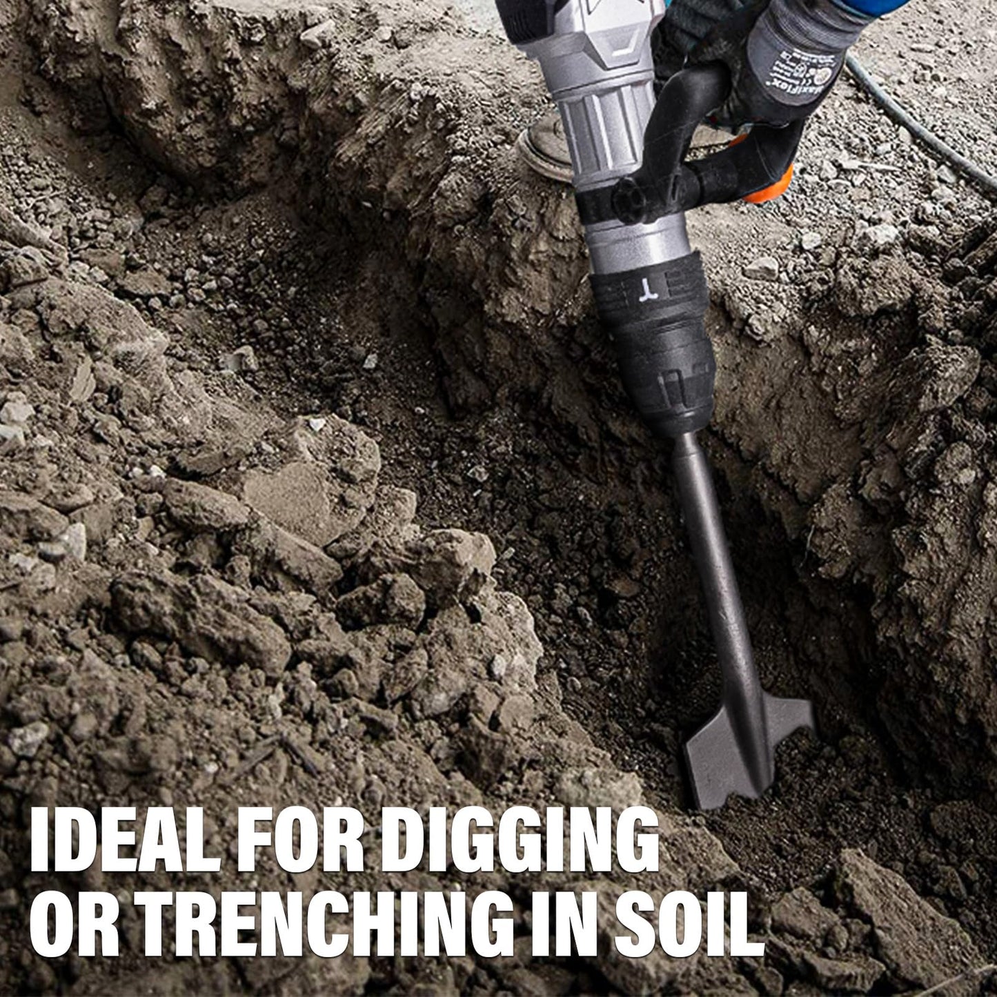 Berserker 25-Pound SDS-Max Demolition Jack Hammer with SDS Max Clay Spade, 4-1/2" x 18-1/2" Steel Shovel Bit