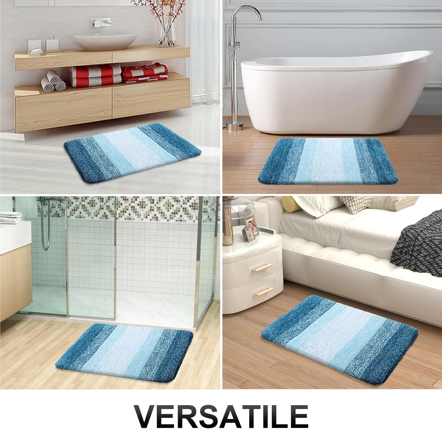 OLANLY Bathroom Runner Rug - Extra Soft Microfiber Mat with Rubber Backing | Quick Dry, Washable, 47x17, Peacock Blue