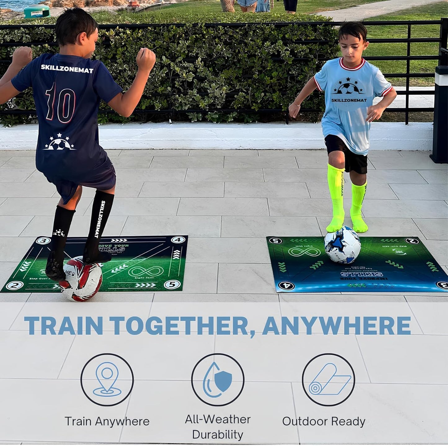 SkillZone Soccer Training Mat β Soccer Dribbling & Footwork Trainer with SkillZone Interactive Training Hub | Soccer Skills & Ball Control Practice for Kids & Teens | Indoor & Outdoor Agility & Coordination Training System (World Champions 2026 - Match Ki