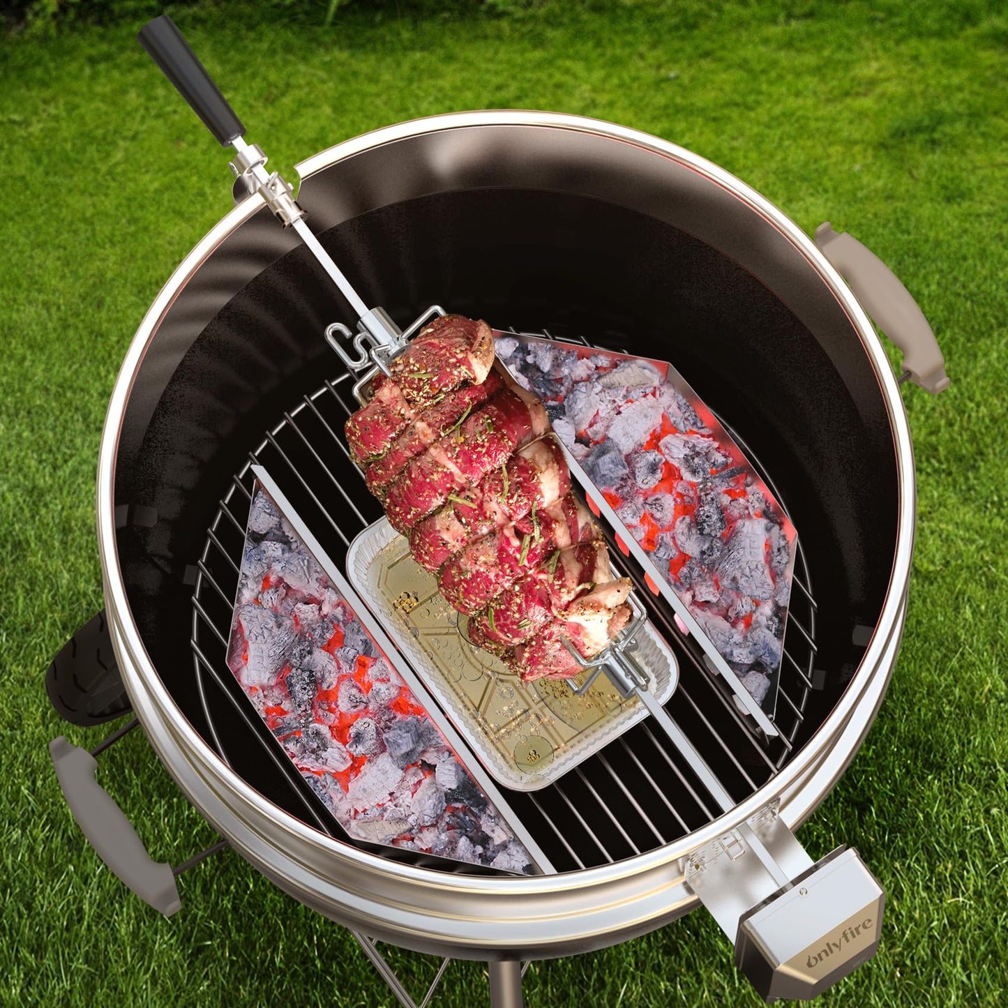 onlyfire 6008 Rotisserie Meat Forks(1-Pair) for Weber and Other Model Grills - Only Fits 5/16" Square Spit Rods