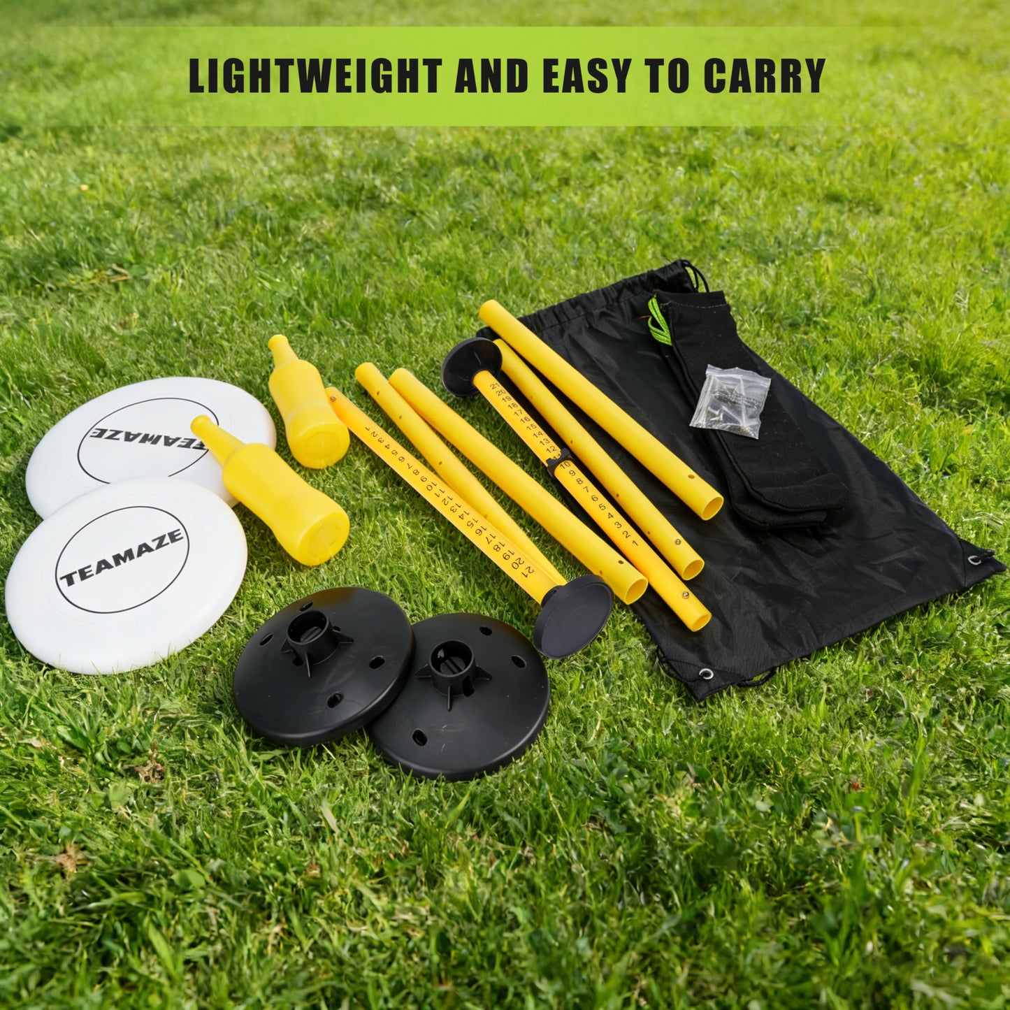 Flying Disc Game Set, Disc Toss Outdoor Games Height Adjustable Bottle Drop Set, Score Tracker, Portable Bottle Set for Family Yard Lawn Beach