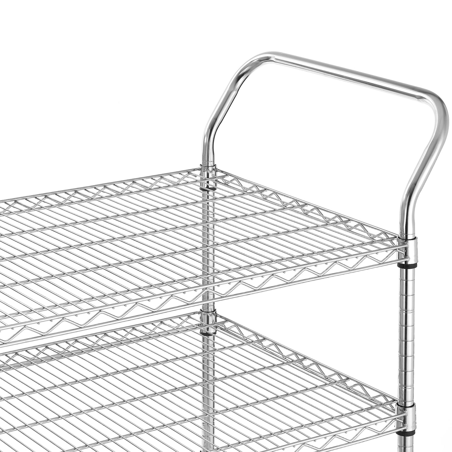 Finnhomy 3-Tier Commercial Grade Rolling Cart, Heavy Duty Utility Cart with Wheels and Handles, Metal Kitchen Carts on Wheels with 600 lbs Capacity, Shelf Size 24" D x 40" W, NSF
