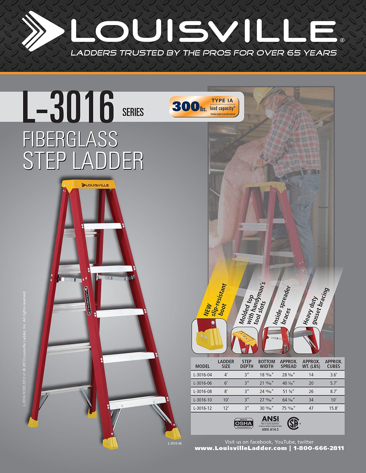 Louisville Ladder FXS1506, 6-feet, Orange & L-3016-04 Step Stepladder, 4-Feet