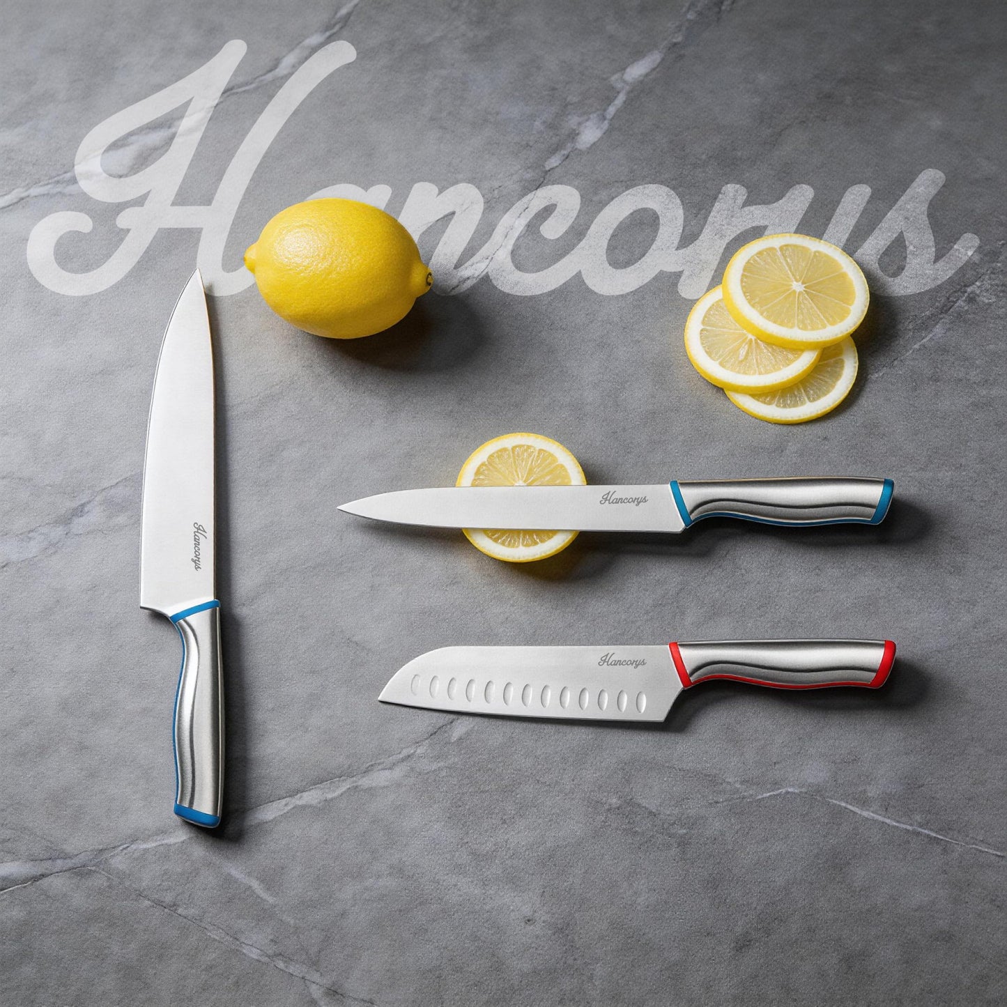 Hancorys Knife Set, 11 Pcs Kitchen Knives Set, Enduring Razor-Sharp German High Carbon Stainless Steel Chef Knife Set with 5 Blade Guards, Perfect Holiday Gifts for Kitchen