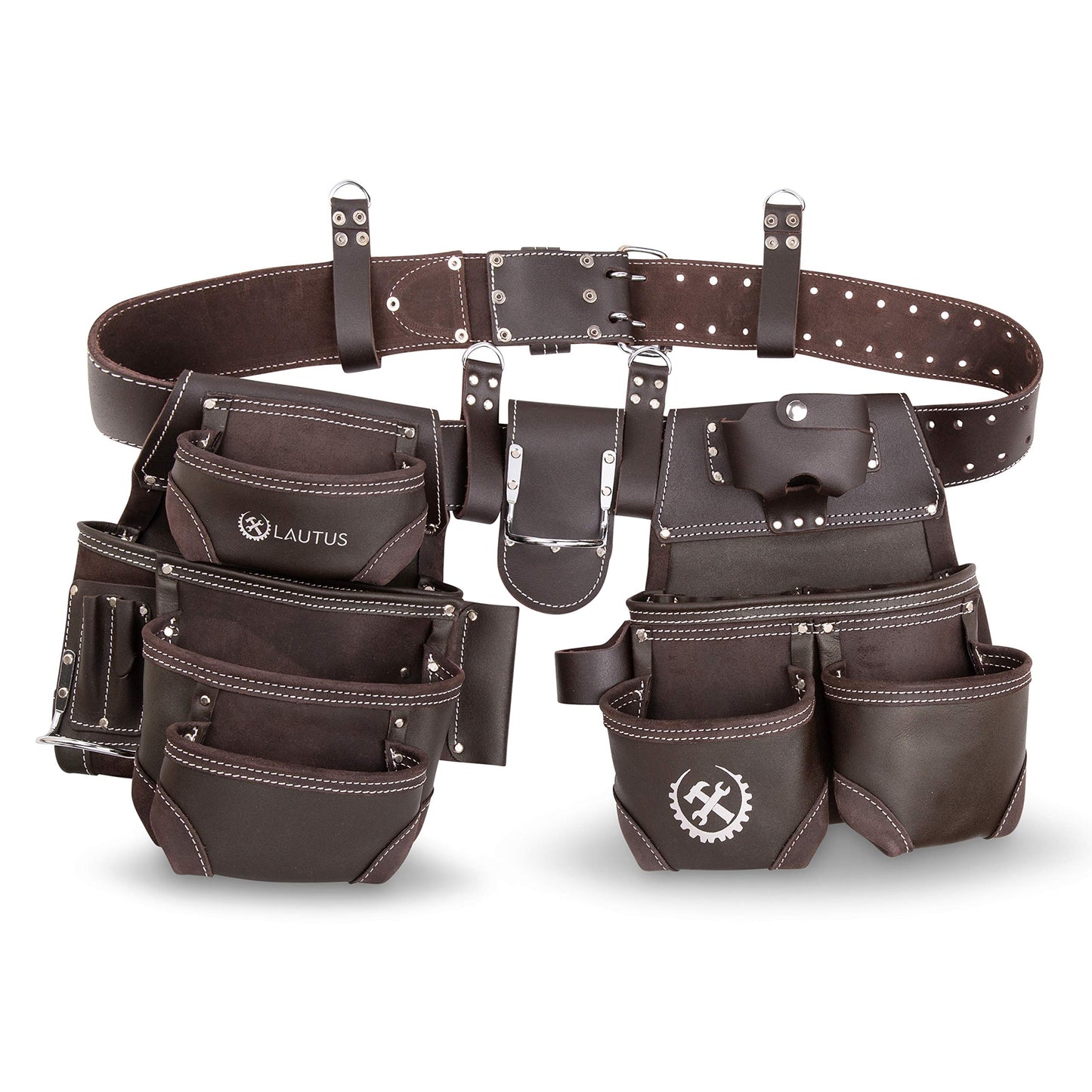 LAUTUS Oiled Tanned Rig Tool Belt/Pouch/Bag, Carpenter, Construction, Framers, Handyman, Electrician