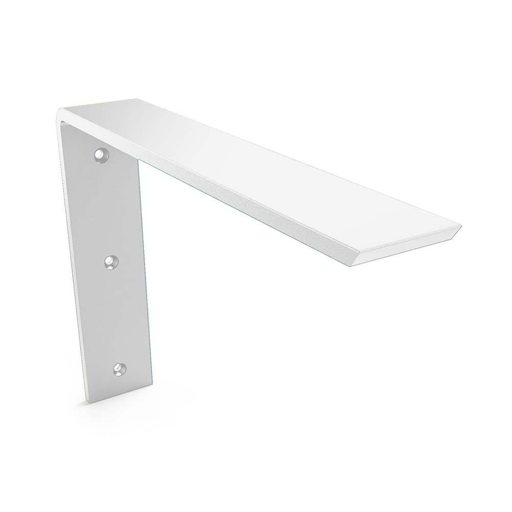 Iron Supports Front Mount L Bracket - Heavy Duty Steel Countertop Bracket for Granite Countertops - Support Bracket for Counters, Benches, Shelves & More (White - 8" Deep x 6" High)