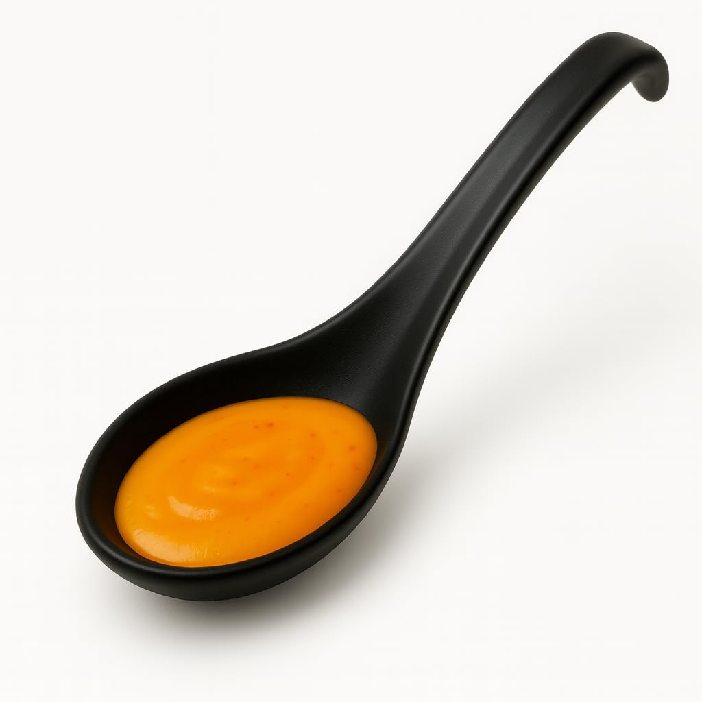 KOLIBROX Asian Soup Spoons Set - Durable Melamine Spoon for Ramen,Miso, Japanese & Chinese Soups - Comfortable Grip, Dishwasher Safe & Long-Lasting | One Set/ 6PCS (black)