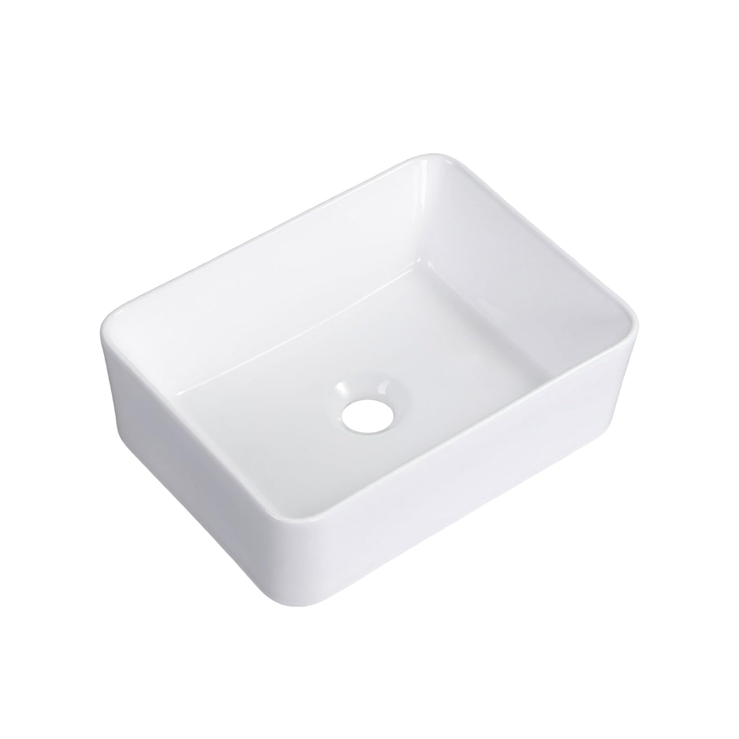 KDKSC Vessel Sink 16"x12" Rectangular White 16 Inch Bathroom Sink Porcelain Ceramic Modern Above Counter Bathroom Sinks