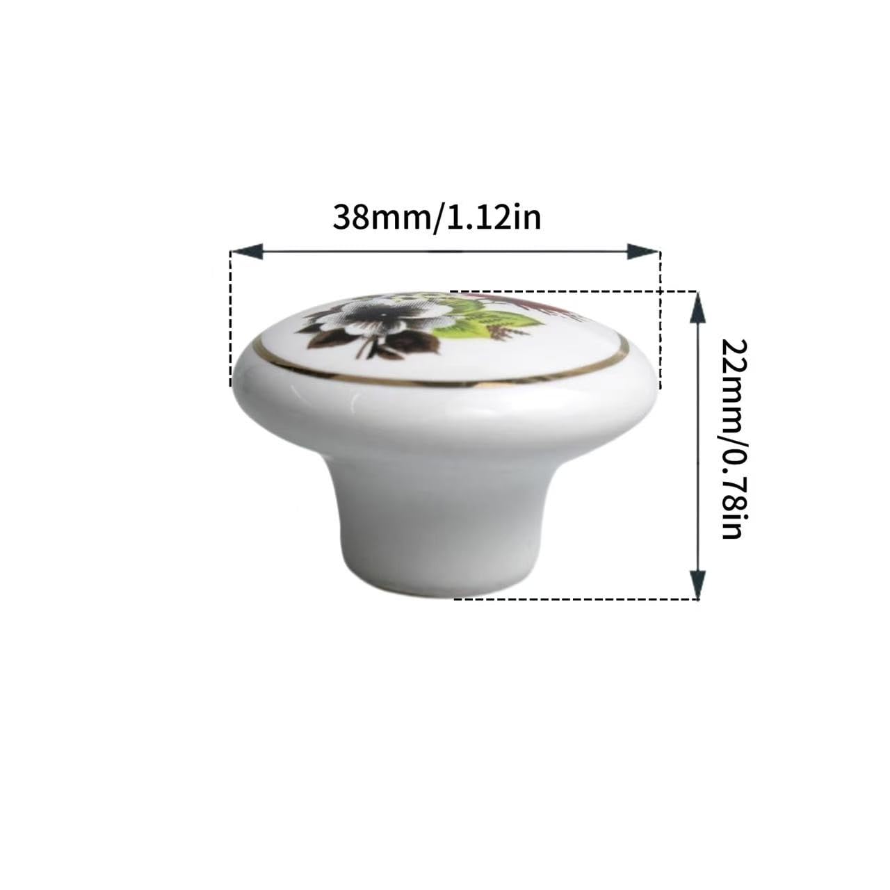 Eledabra Ceramic Hand Painted Drawer Knobs, Vintage Flower Painted Cabinet Knobs and Pulls, Kitchen Furniture Knobs for Dresser/Cupboard/Wardrobe/Closet (Flower White Round) 4 PCS