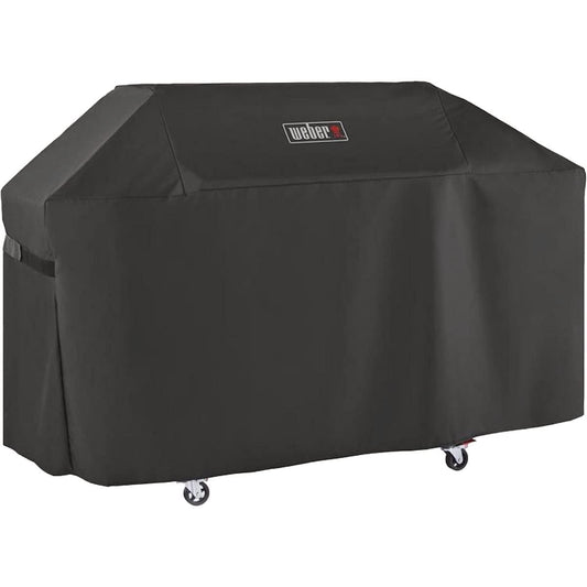 Weber Premium Outdoor Grill Cover – Water‑Resistant, Durable Black Grill Cover Designed for Genesis 400 Series 4‑Burner Gas Grills with Secure Fastening Straps
