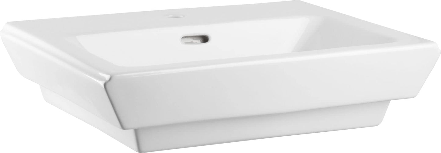 PROFLO PF1181 22-7/8" Rectangular Vitreous China Pedestal Bathroom Sink with Overflow and 1 Faucet Hole at 0" Centers - White