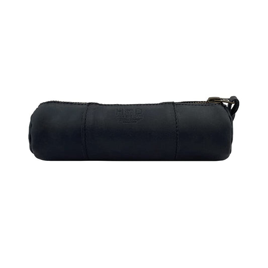 Hide & Drink, Rustic Cylinder Case for Keys, Office Supplies, Change, Personal Items, Cables & Dongles, Classic Bag, Full Grain Leather, Handmade, Charcoal Black