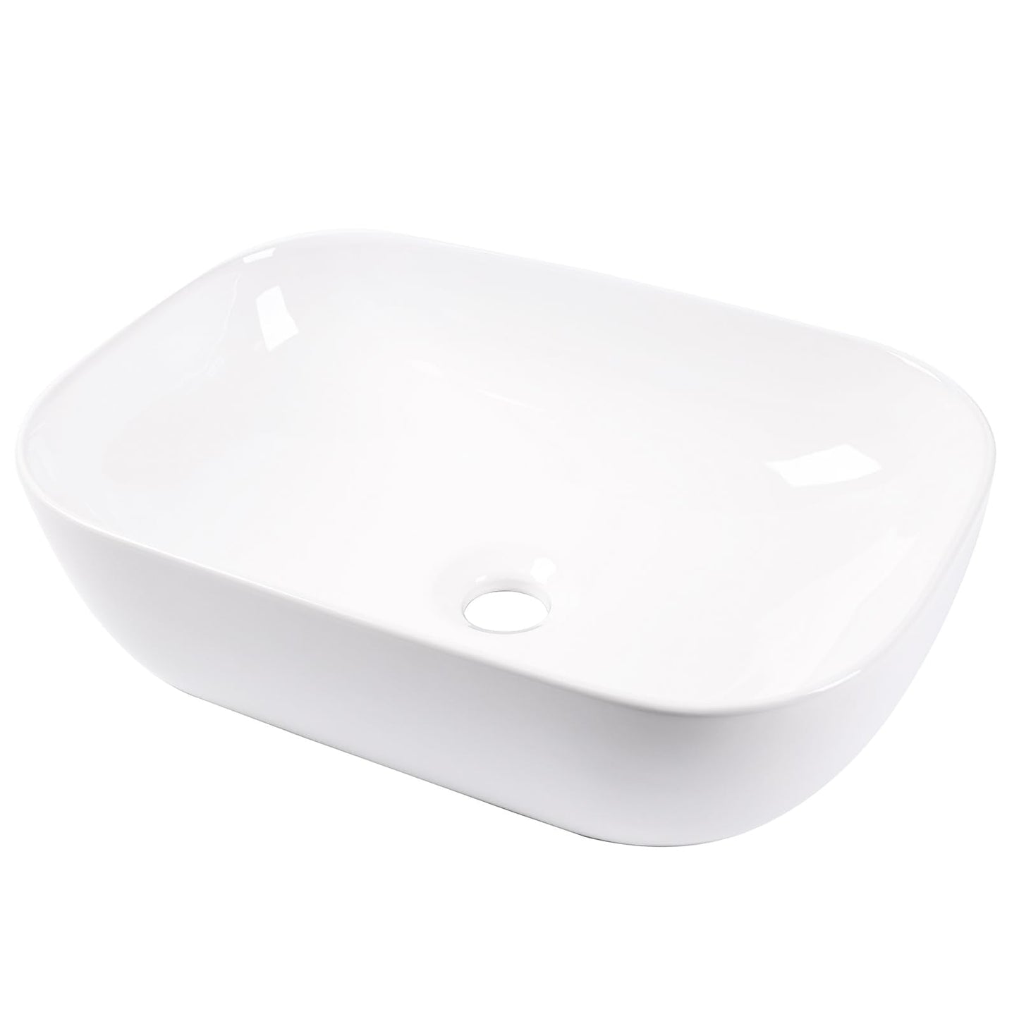 Vessel Sink Bowl Above Counter, QISHKA 18.3" x 13" Ceramic Oval Modern Bathroom Sink White Vanity Sink Lavatory Art Basin