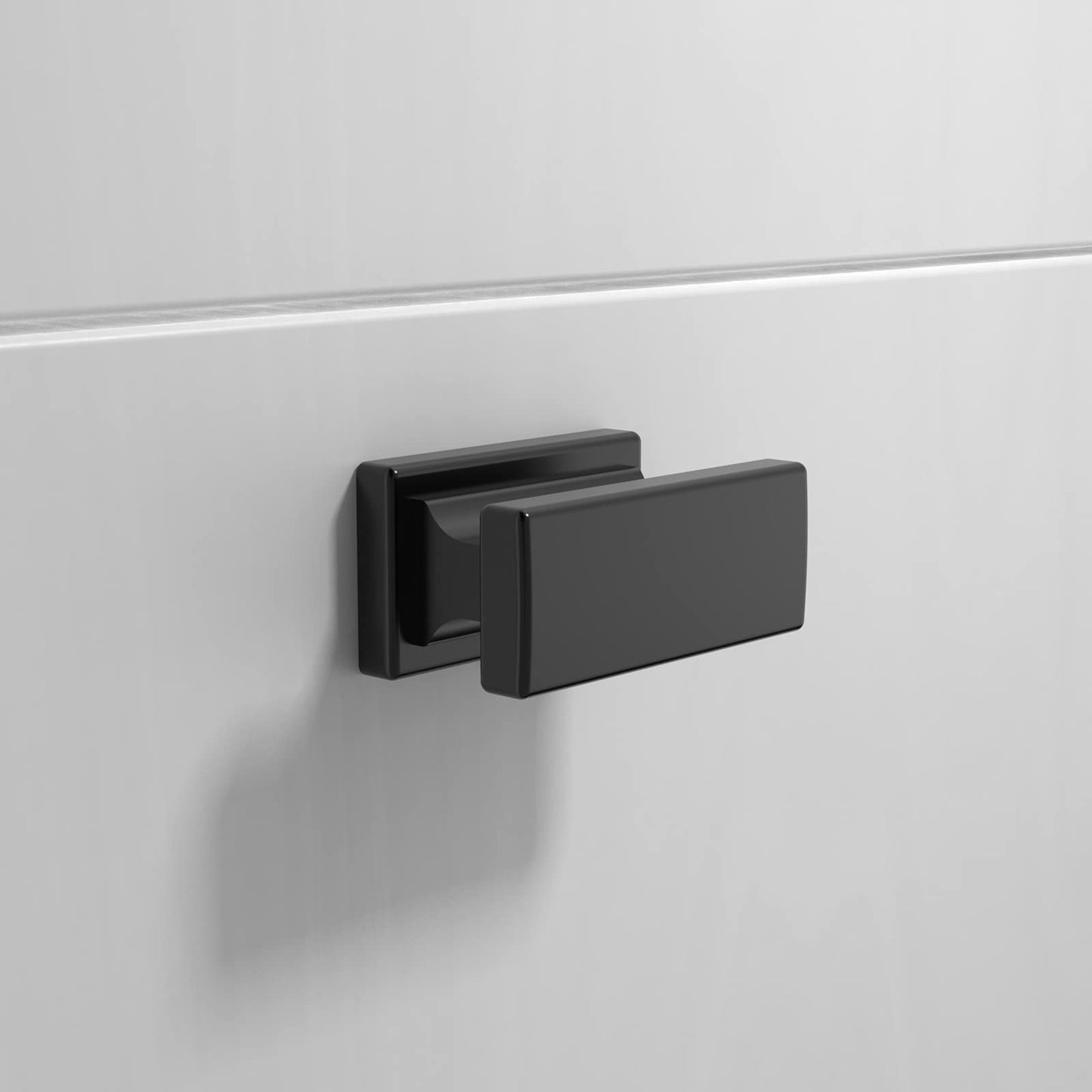 Amerdeco 20 Pack Matte Black Cabinet Knobs 1.46 Inch(37mm) Single Hole Cabinet Handles Rectangle Dresser Knobs Drawer Knobs and Pulls for Bathroom Cabinets