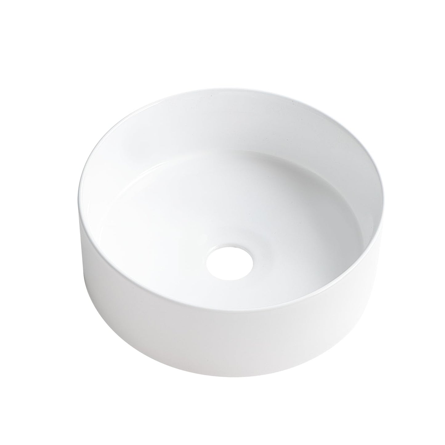 KDKSC Small Bathroom Vessel Sink 12"x12" Round Bathroom Sink White Ceramic Bathroom Sinks Modern Above Counter Art Basin