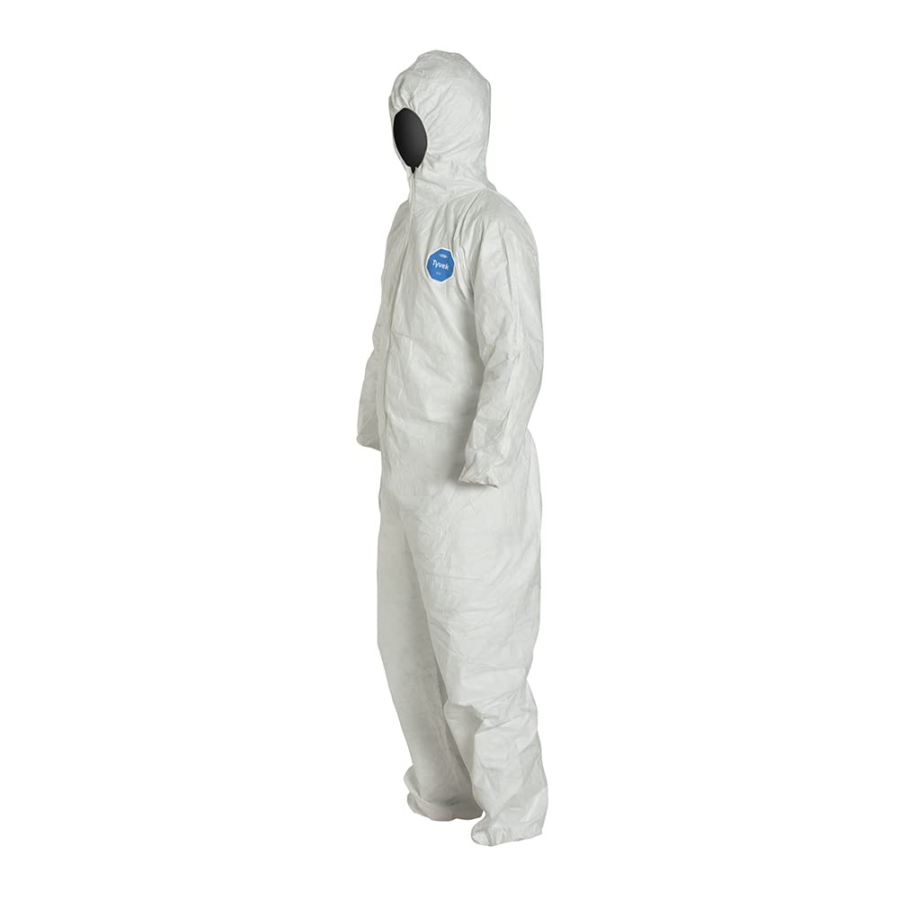 DuPont - TY127SWHMD002500 Tyvek 400 TY127S Disposable Protective Coverall with Respirator-Fit Hood and Elastic Cuff, White, Medium (Pack of 25)