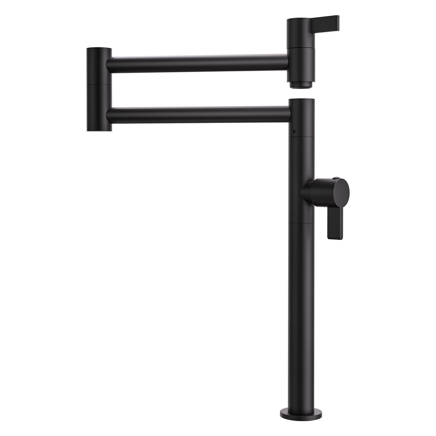 Deck Mount Pot Filler Faucet, ARCORA Solid Brass Pot Filler Matte Black Kitchen Folding Faucet with Stretchable Double Joint Swing Arm