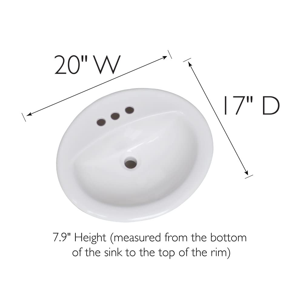 Design House 573428 Oval Drop-In Sink 20x17 Single Basin in White
