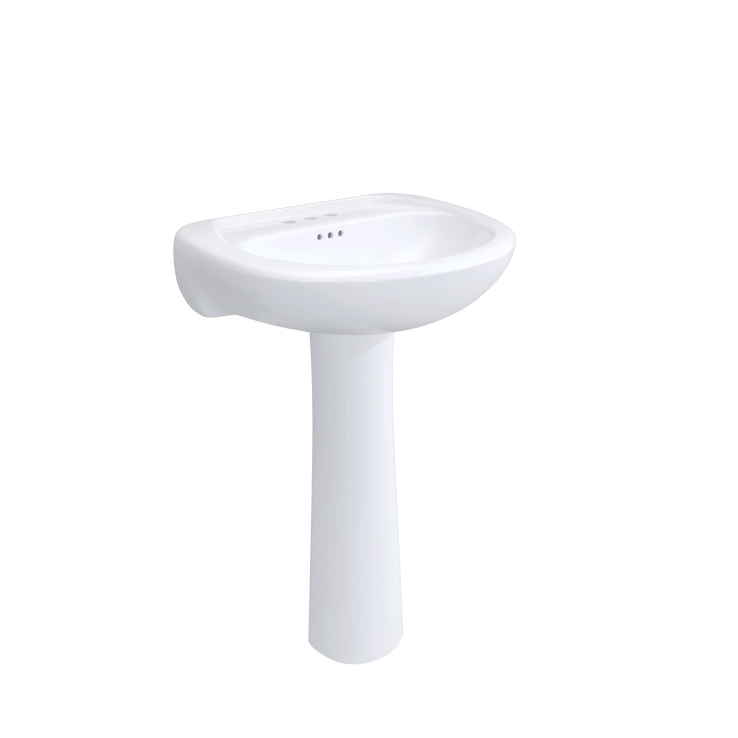 PROFLO PF4004 Lisbon Valley 24" Oval Vitreous China Pedestal Bathroom Sink with Overflow and 3 Faucet Holes at 4" Centers - White