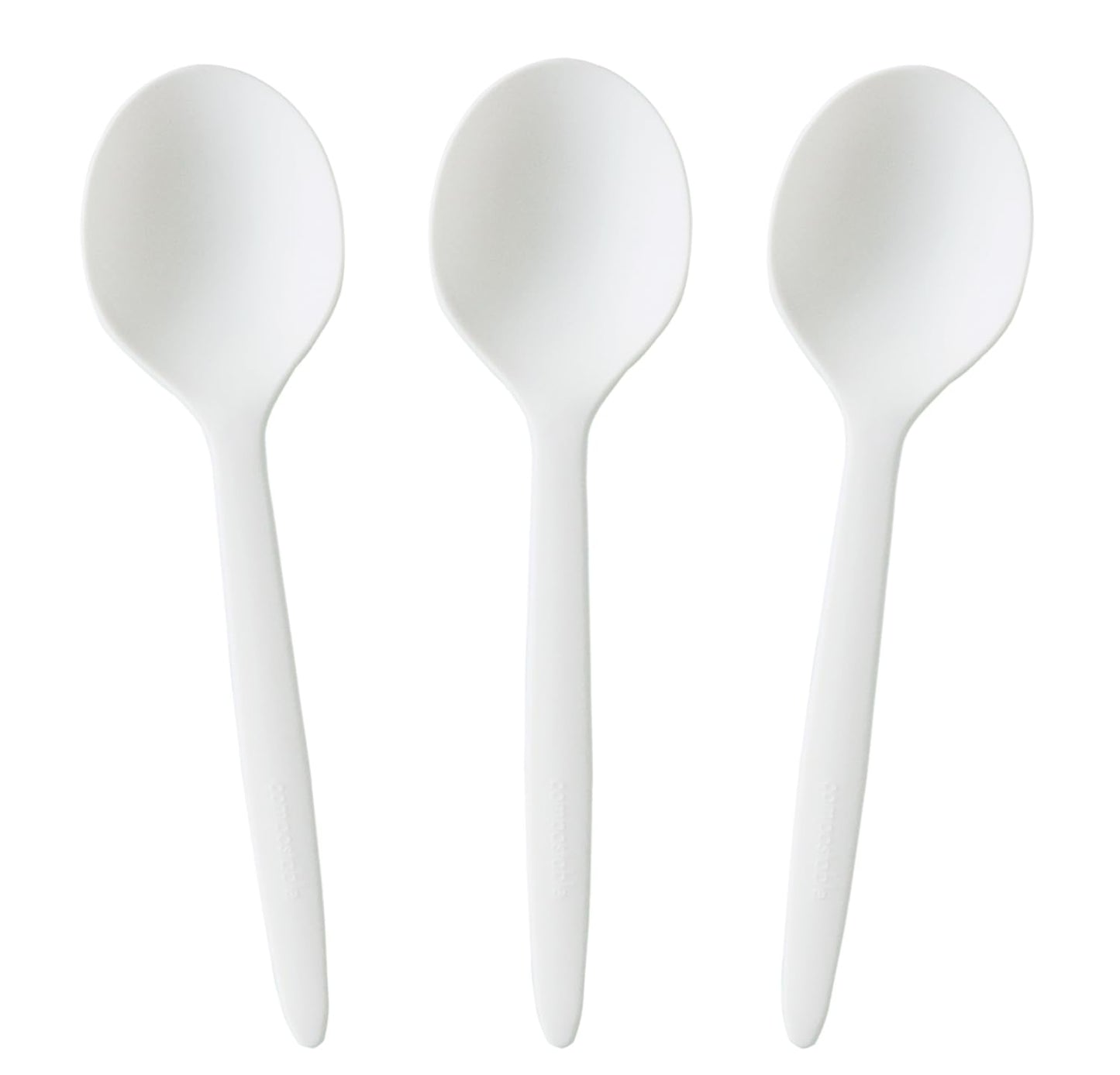 GreenWorks 100 Count 6.5" Large Compostable Soup Spoons,BPI Certified Heavy Duty Disposable Cutlery Soup Spoons