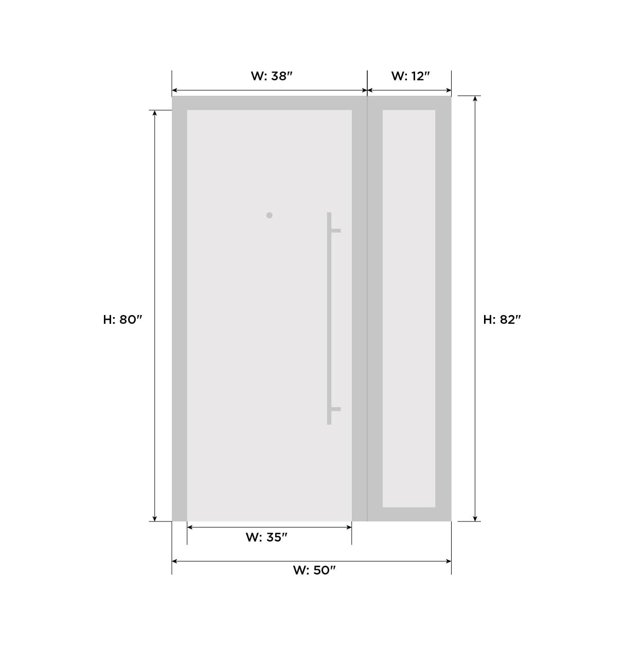 VDOMDOORS Front Exterior Prehung Metal-Plastic Door Frosted Glass | Manux 8933 Matte Black | Side Sidelite Transom | Residential Doors Entrance Patio Garage 42 x 80 (W30+12 x H80) Left-Inswing