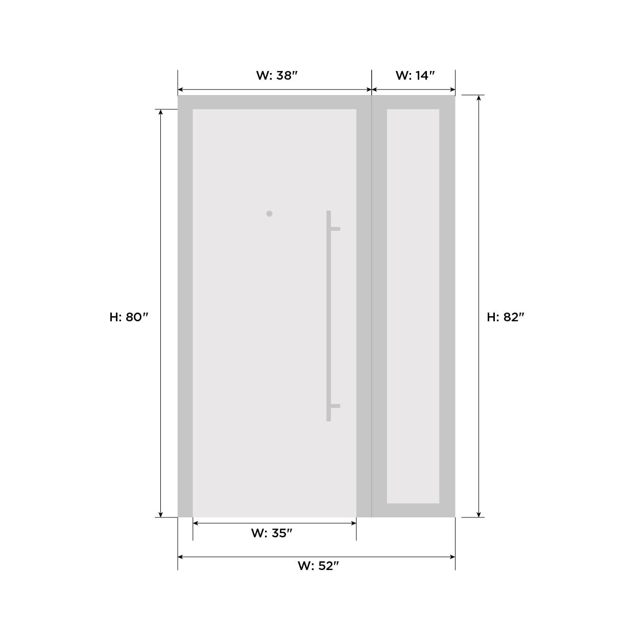 VDOMDOORS Front Exterior Prehung Steel Door/Ronex 1205 Bronze Oak/Side Exterior Window Sidelite/Entry Metal Modern Painted W36+14" x H80 Right Hand Inswing