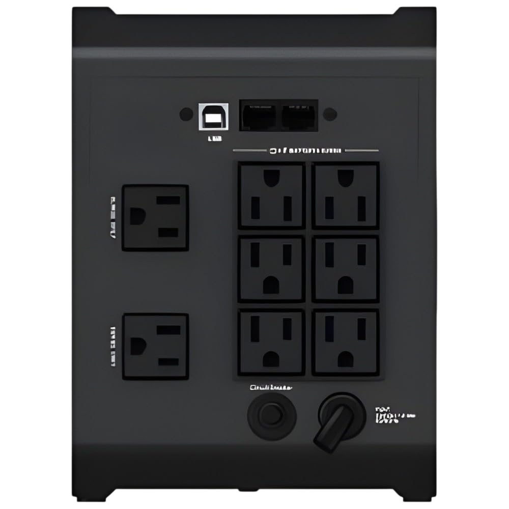 Vertiv Liebert PowerUPS 200 Essential, PSA6E-1500LVT, Line Interactive UPS 1440VA/850W, Battery Backup & Surge Protector, AVR, 8 Outlets, USB C+A Charging, 3 Year Warranty