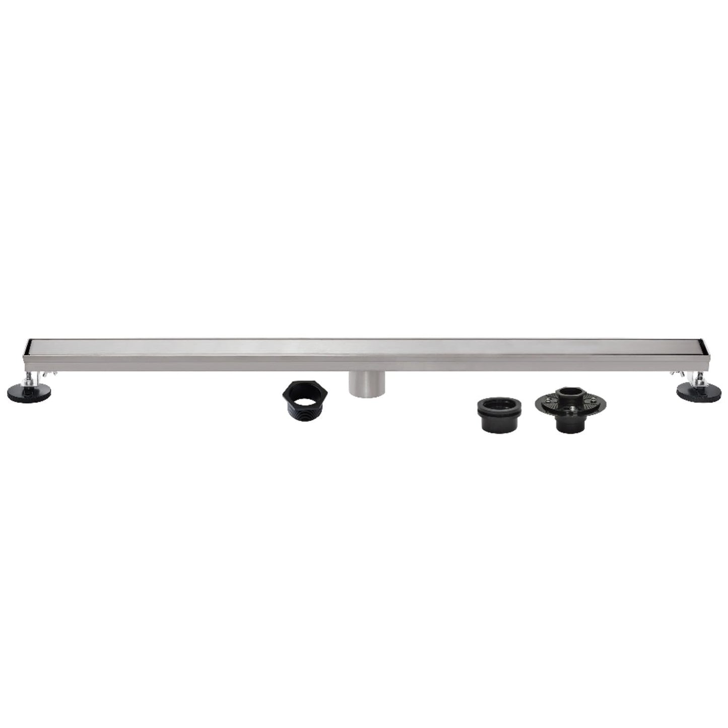 Kingston Brass BSFK6028 Watercourse 60" Stainless Steel Linear Shower Drain with Reversible Tile Insert and Flat Grate, Drain with Base Flange and Hair Strainer, Brushed Nickel