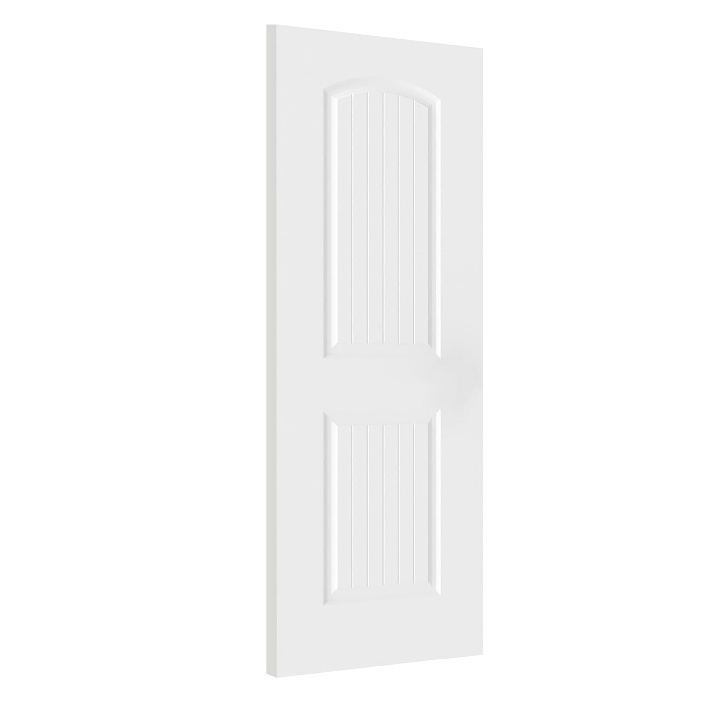 BARNSMITH 30x80 in 2-Panel Arch Top Plank Primed Molded Door Slab, Classic White Paintable Hollow Core Interior Door Panel, for Swing, Pocket, Sliding Door, Durable and Lightweight