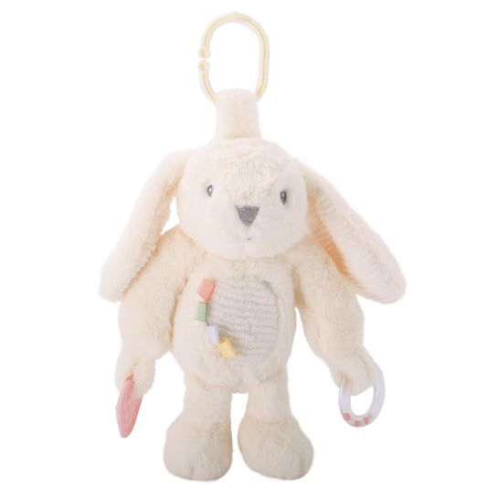 Linzy 10" Beige Bunny Baby Stroller Toy with TEETHERS and Rattle