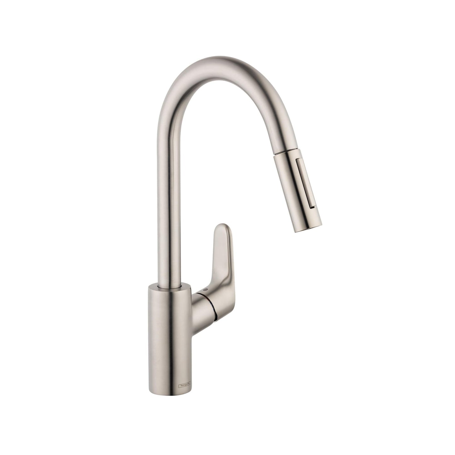 hansgrohe Focus Stainless Steel High Arc Kitchen Faucet, Kitchen Faucets with Pull Down Sprayer, Faucet for Kitchen Sink, Magnetic Docking Spray Head, Stainless Steel Optic 04505800, 1.75