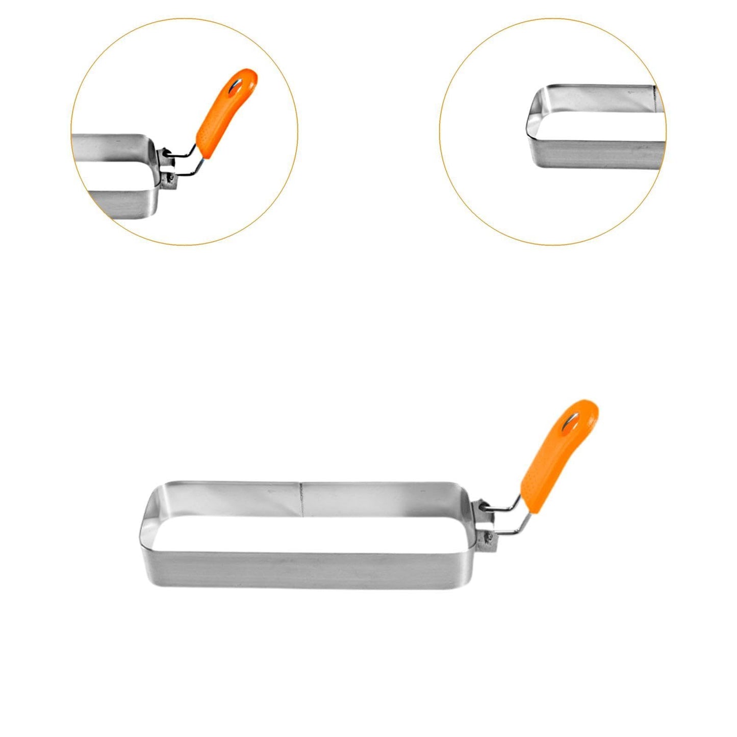 IEUDNS Egg Stainless Steel with Handle Muffin Omelette for Griddle Pan Crumpet s Rectangle Griddle Cooking Shape, Orange Handle