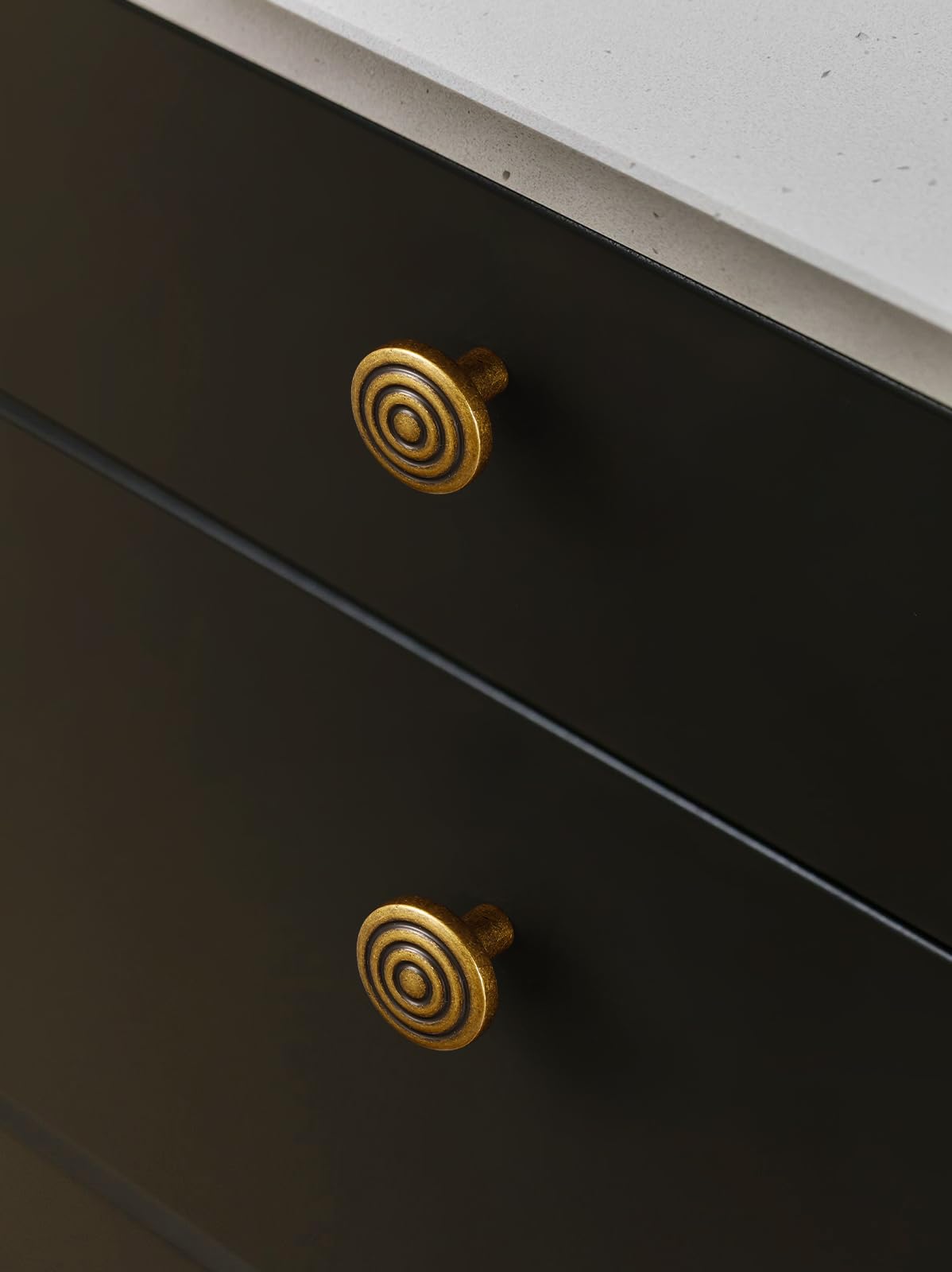 JIASENBAO 10 Pack Antique Brass Cabinet Knobs Round Vintage Drawer Pulls Circle Bathroom Dresser Handles Hardware Zinc Alloy