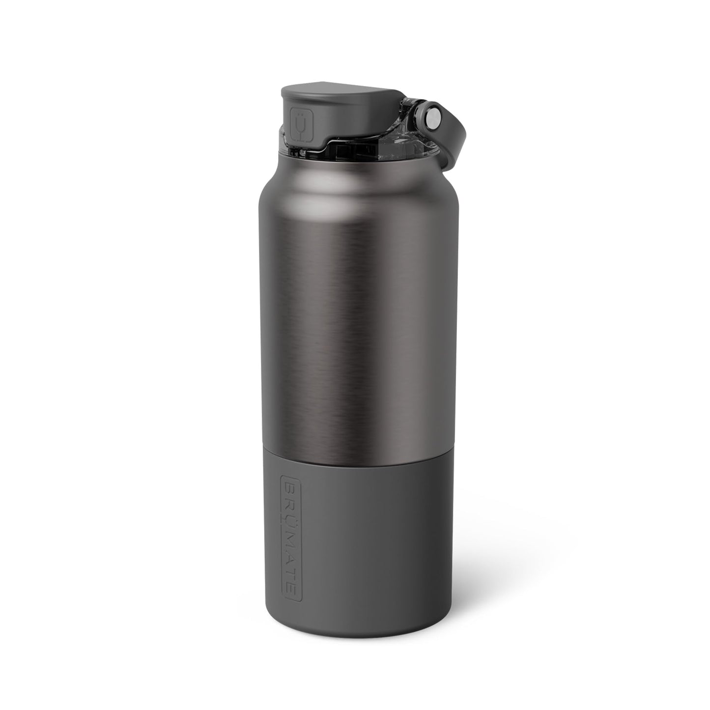 BrüMate Rise 35oz Water Bottle With Covered Silicone Straw | 100% Leakproof Insulated Water Bottle | Soft Sip Silicone Spout | Made of Stainless Steel | 35oz (Black Stainless)