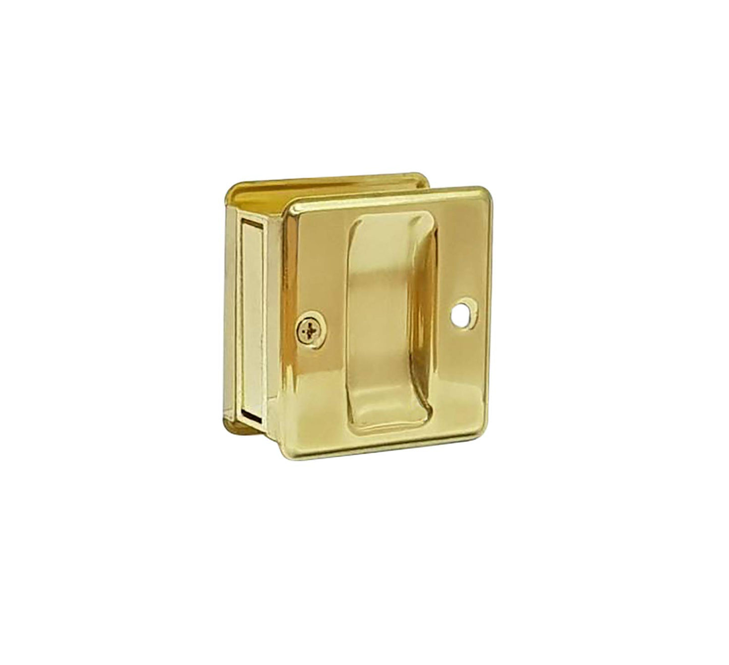 QCAA Solid Brass Sliding Door Pull Passage Door Pocket, Polished Brass, Made in Taiwan, 1 Pack