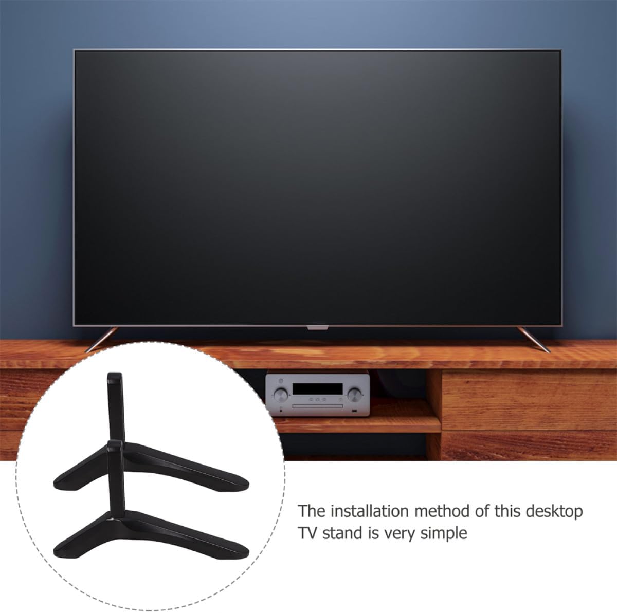 Kisangel Universal Replacement TV Stand Base with Aluminum Alloy Legs No-Drill Desktop TV Mount Stand Heavy Duty