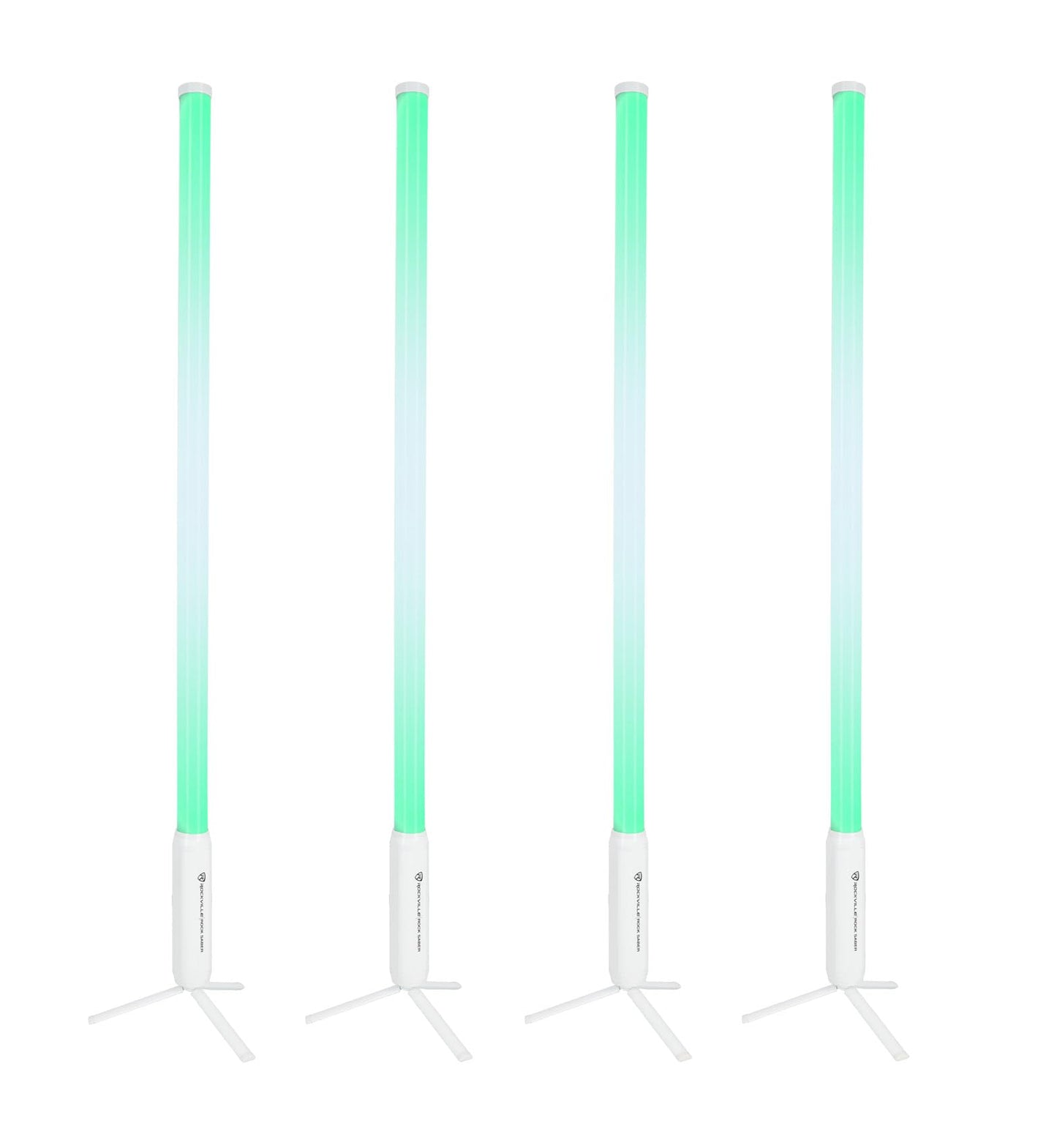 Rockville 4X Rock Saber White Wireless DMX DJ Tube Lights, 5ft, 23H Rechargeable Battery, 192 RGBWA LEDs, IP65 Indoor/Outdoor, App Control+Remote, Padded Bag, Floor Stand/Truss Mount