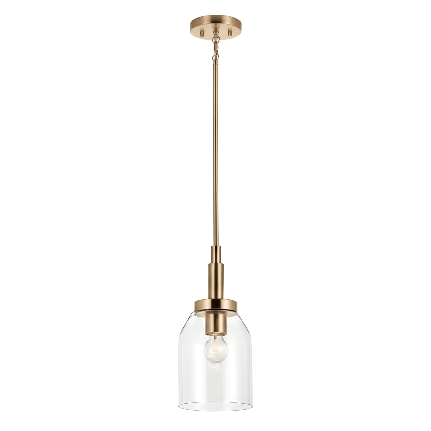 Kichler Madden 1-Light Mini Pendant Light Fixture with Clear Glass Shade in Champagne Bronze, Sloped Ceiling Compatible for Kitchen Island Hanging Lighting (15" x 7 "), 52725CPZ