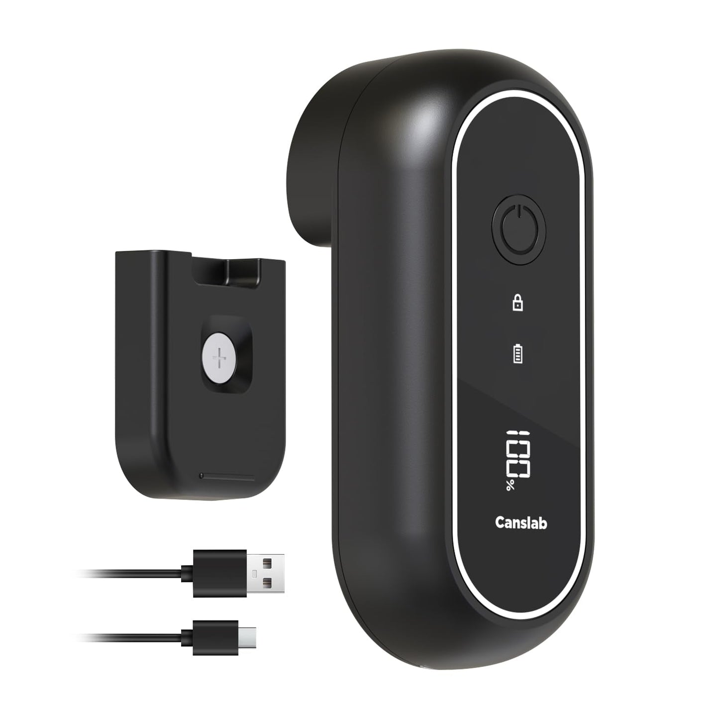 Canslab Turbo Rechargeable Can Opener - Professional Grade Blade, Auto-Stop, LED Battery Life Display, Wall-mountable, Side Cut Electric Can Opener for Smooth Edge, Hands-free Operation,USB-C Charging