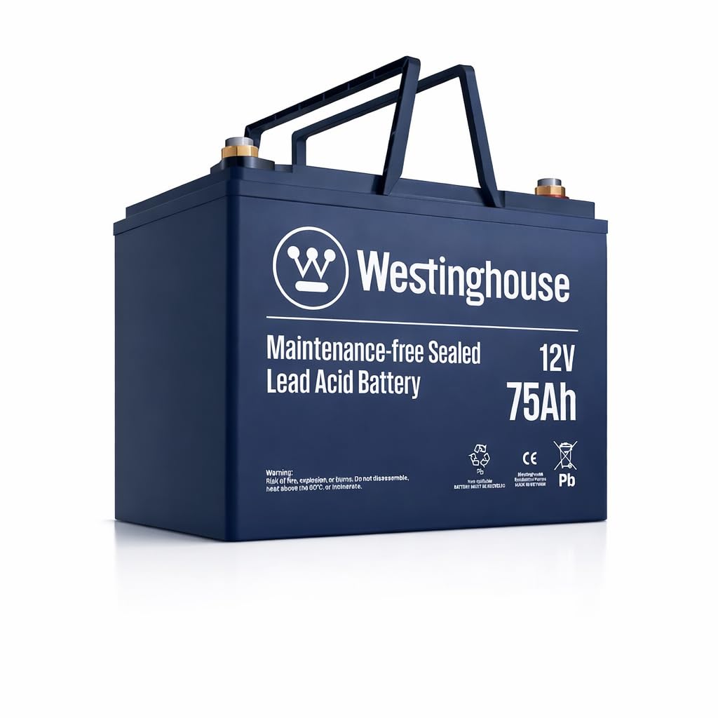 Westinghouse Sump Pump Battery Backup – 12V 75Ah Maintenance-Free AGM Sealed Lead Acid Battery for Basement Sump Pump Backup Systems